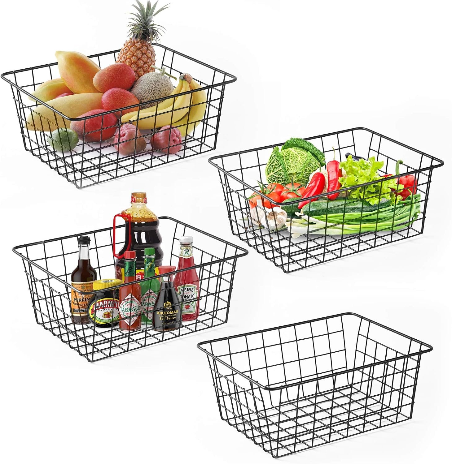 Wire Baskets for Organizing 4 Pack Pantry Baskets For Storage 11×8.7×4.7in