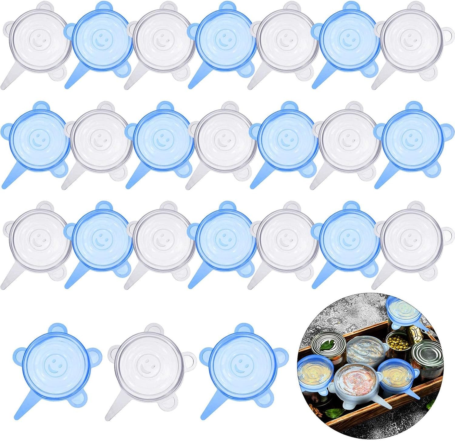 Patelai 24 Pcs Silicone Stretch Food Covers, Reusable Can Lids