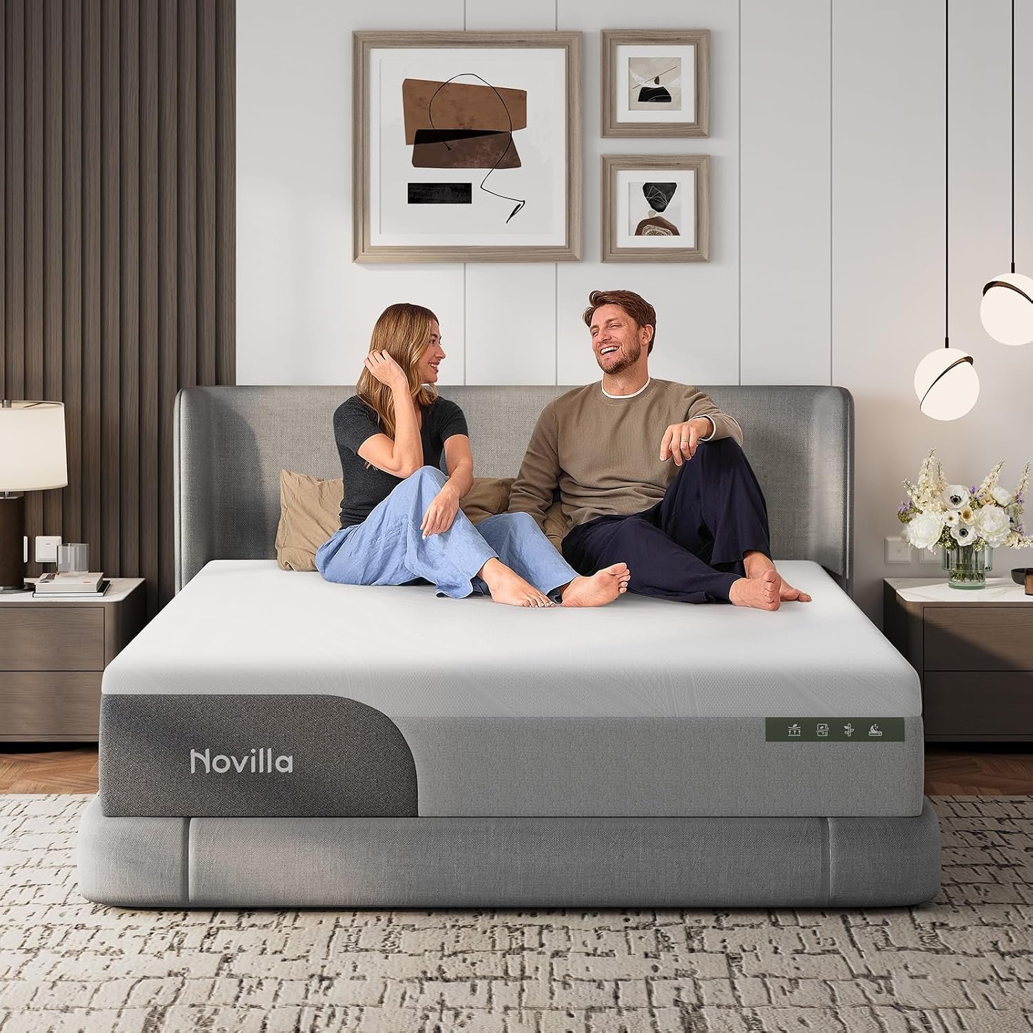 Novilla Bliss Cooling Queen Mattress, 14 Inch Gel Queen Memory Foam