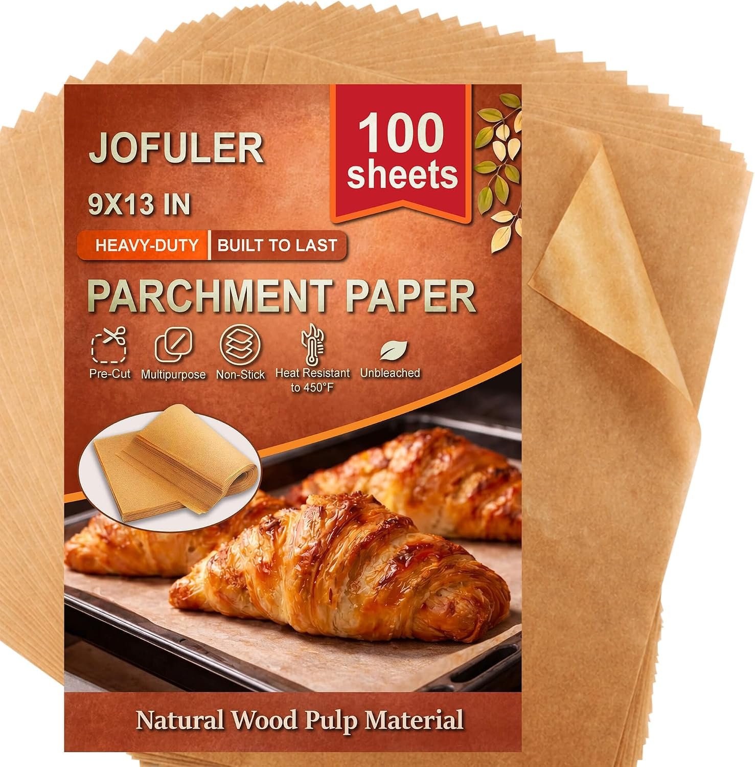100PCS Parchment Paper Sheets, 9×13 Inches, Non-Stick