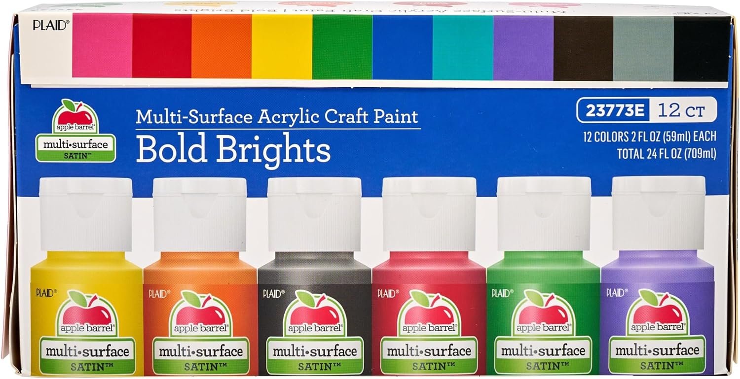 Apple Barrel Essentials Acrylic Paint Set, 12, 24 Fl Oz (Pack of 1)