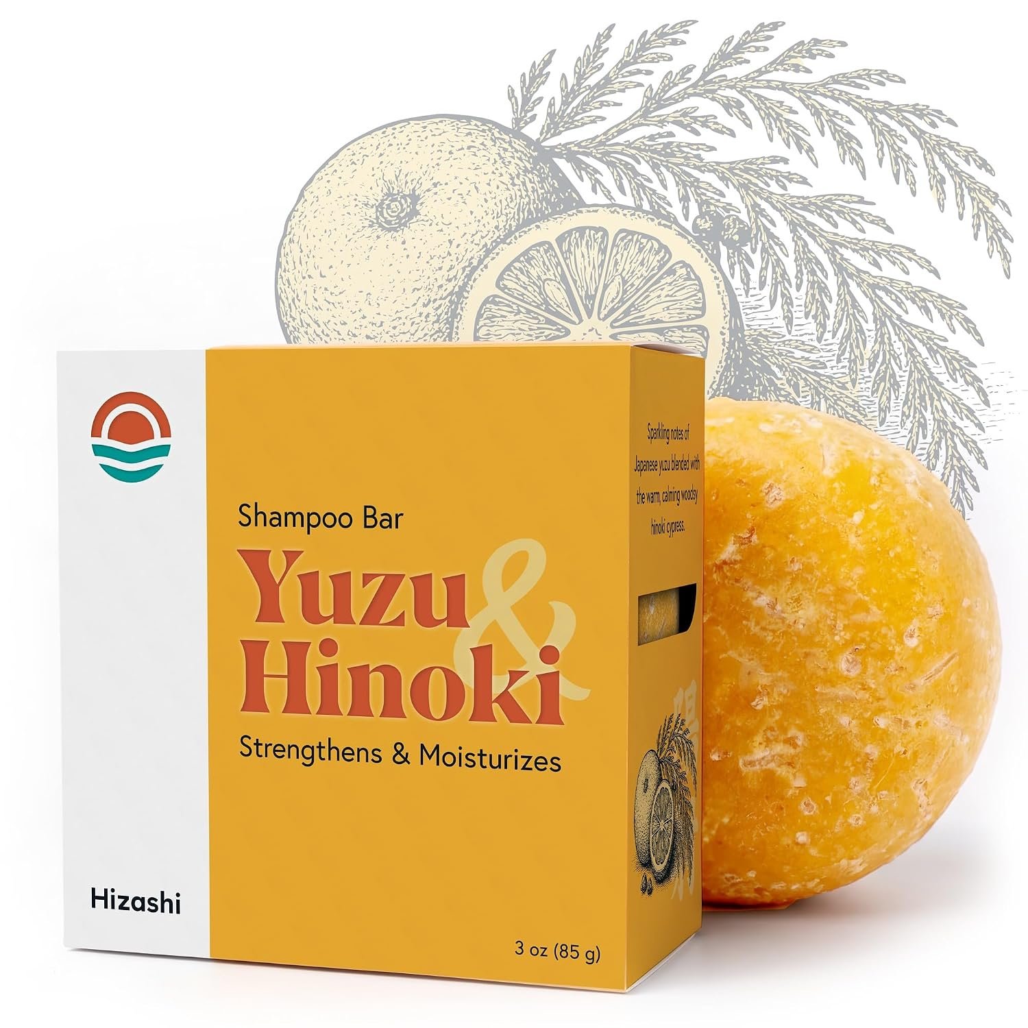 Hizashi Shampoo Bar, All Natural with Organic Shea, Cocoa Butter & Argan Oil, Strengthens & Moisturizes Hair, Paraben, Sulfate & Silicone Free – Vegan & Cruelty Free, Made in USA Yuzu & Hinoki