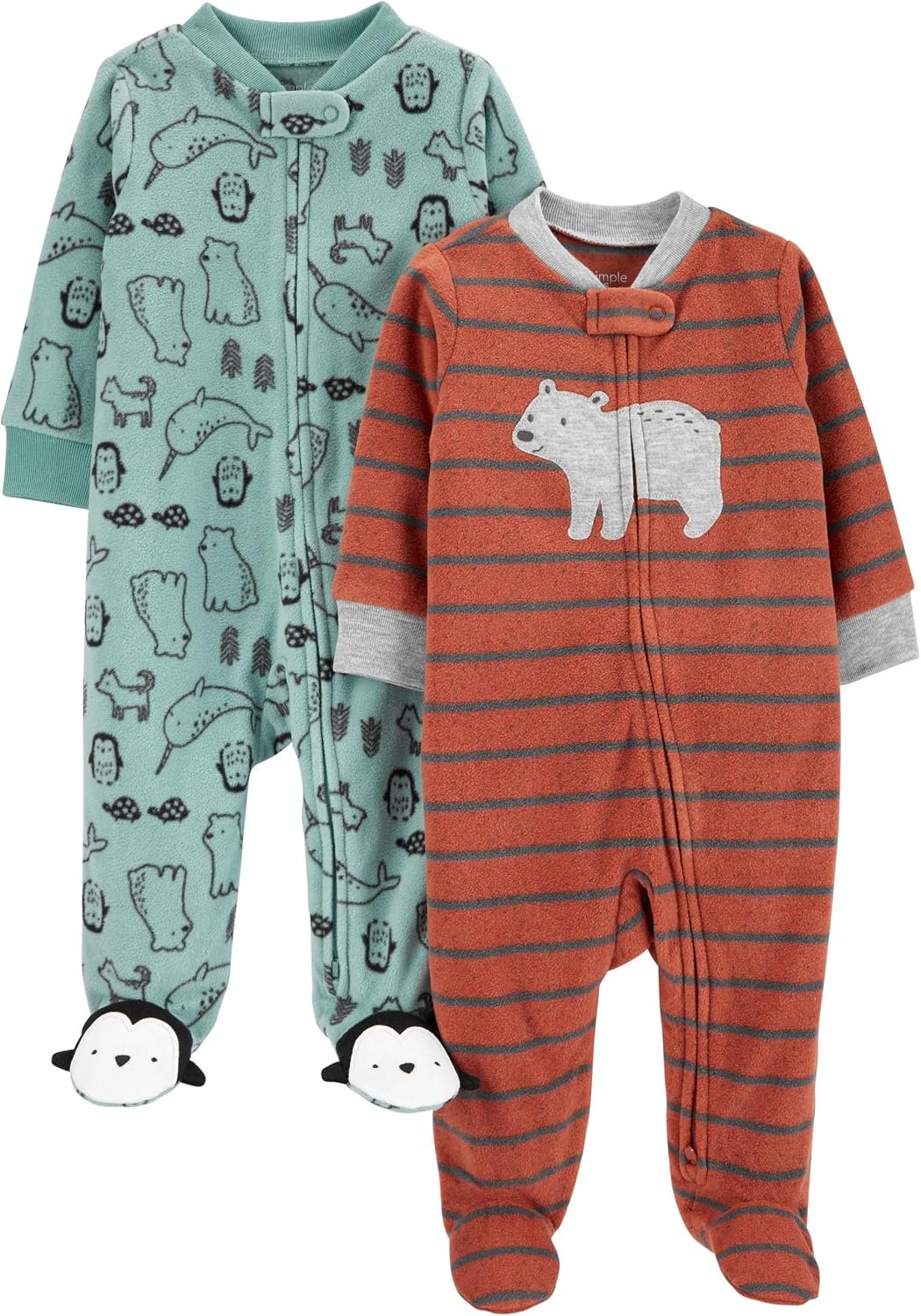 Simple Joys by Carter’s Unisex Baby 2-pack Neutral Fleece Footed Sleep and Play