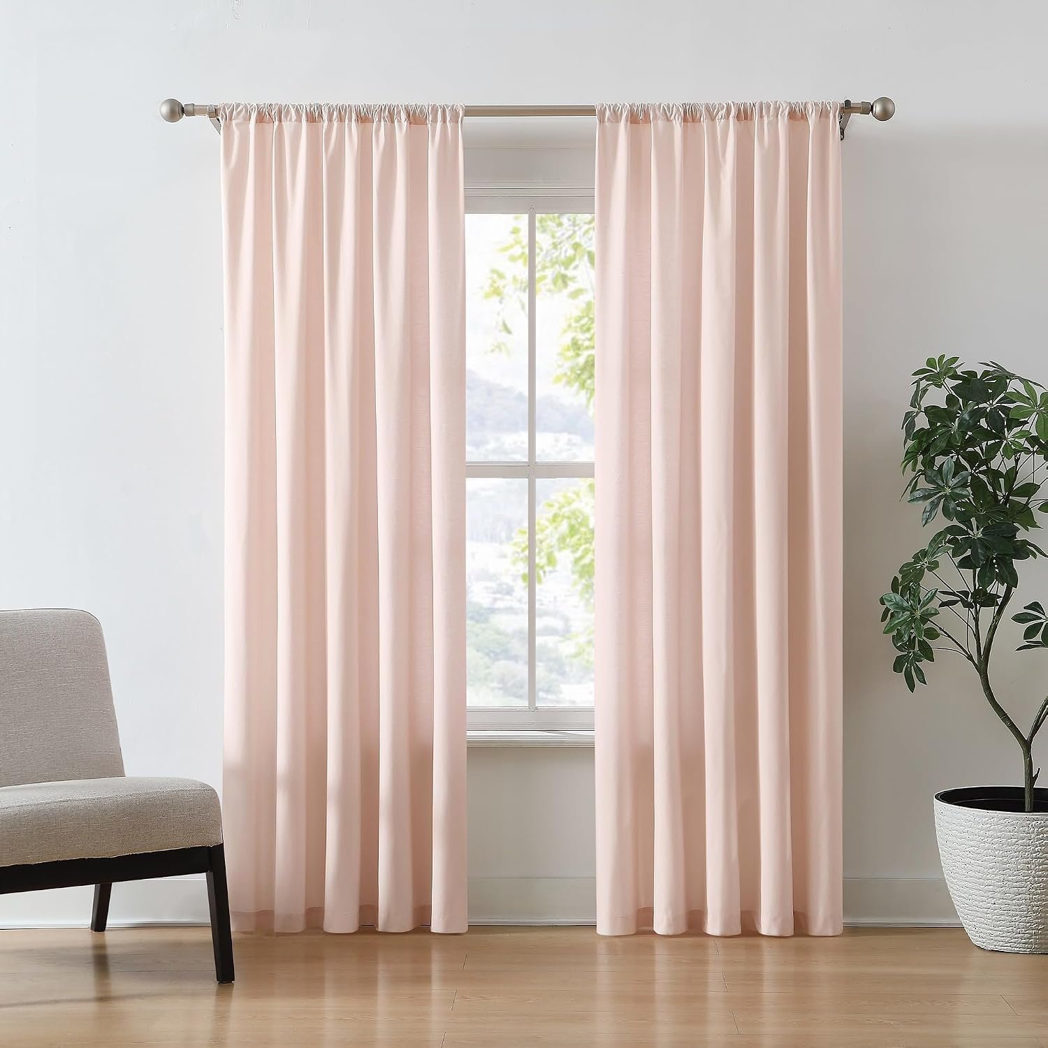 Brooklyn Loom Solid Cotton Percale Blush 50×84 Window Curtain Pair, Solid Color Themed, Oeko-TEX Certified Confidence