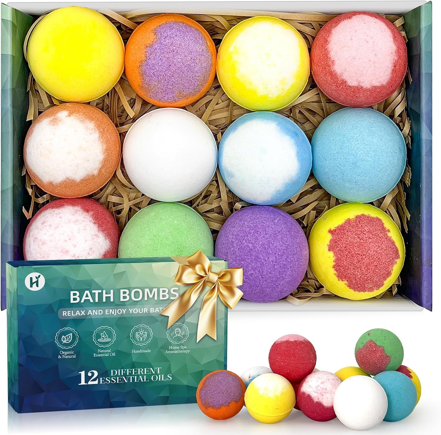 Bath Bombs Birthday Gifts for Women & Men, 12 Pack Spa Relaxing Self Care