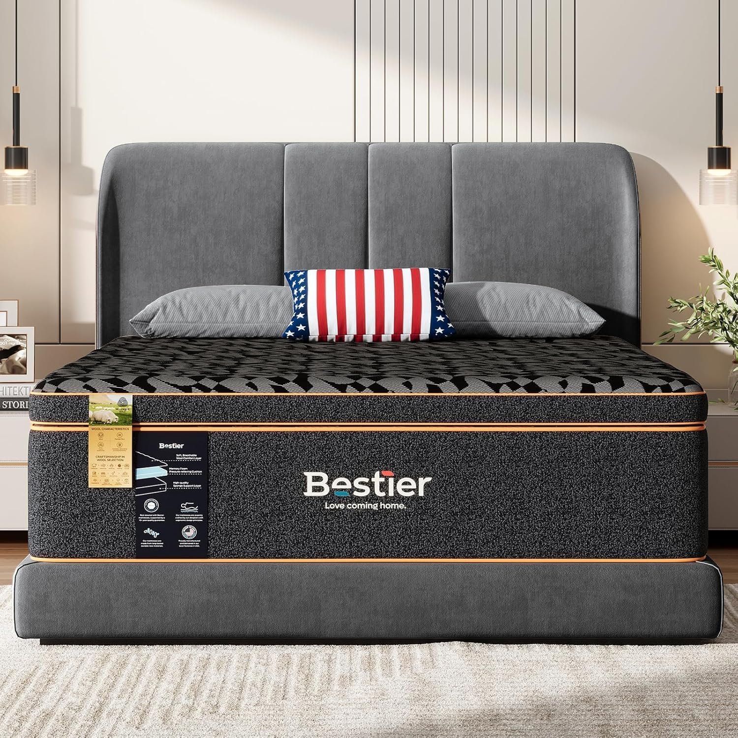 Bestier 12 Inch Queen Size Mattress – Cooling Gel Memory Foam, Organic Mattress Skin-Friendly, Memory Foam Mattress for Pressure Relief and Optimal Back Support, Made-in-USA (Queen, 80″x60″x12″)