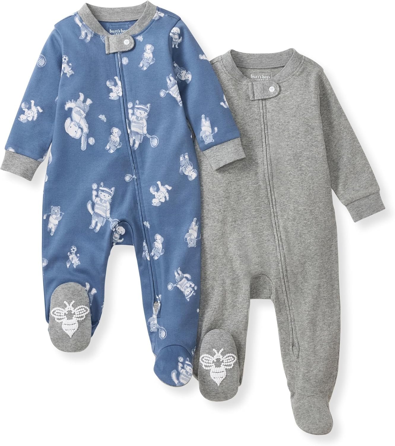 Burt’s Bees Baby Boys’ Organic Cotton, Sleep and Play Footed Pajamas