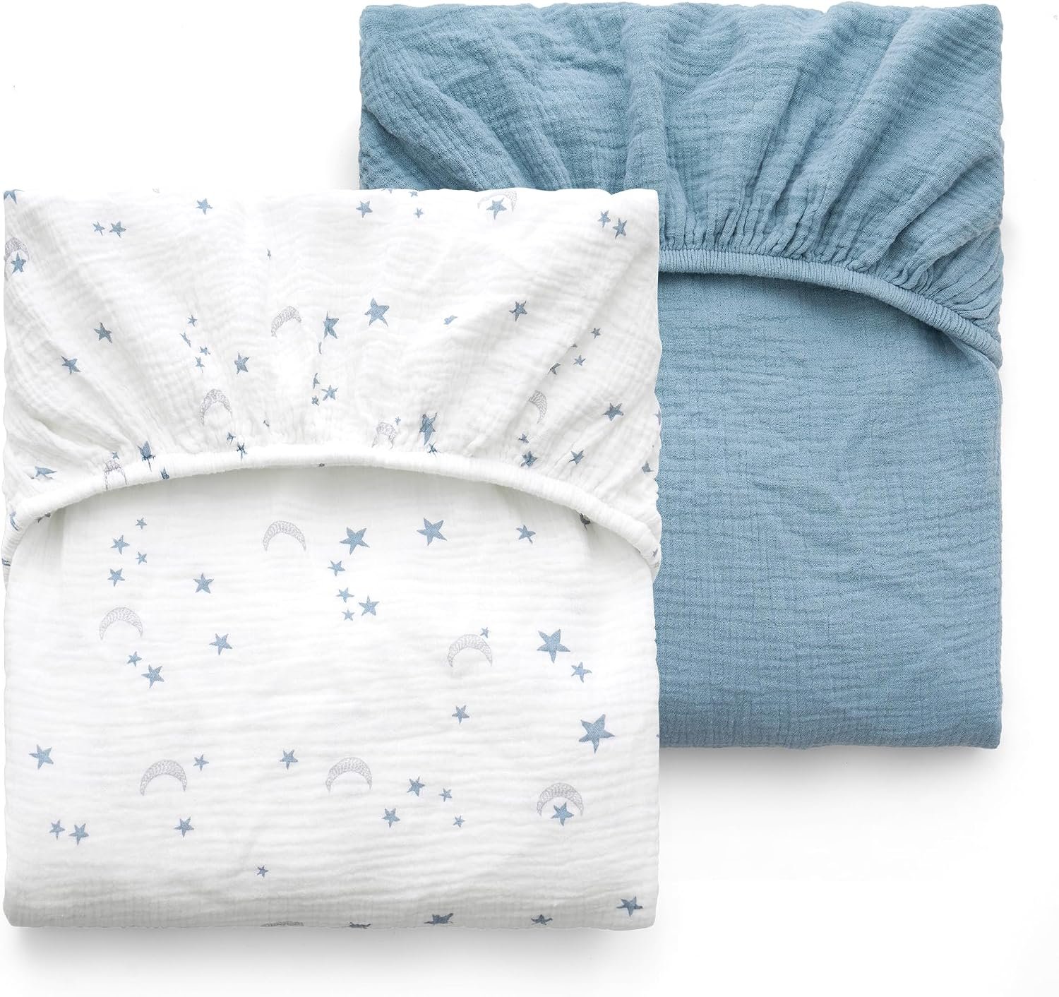 Momcozy Crib Sheets 52″x28″, 2 Pack Muslin Crib Sheets for Baby Nursery