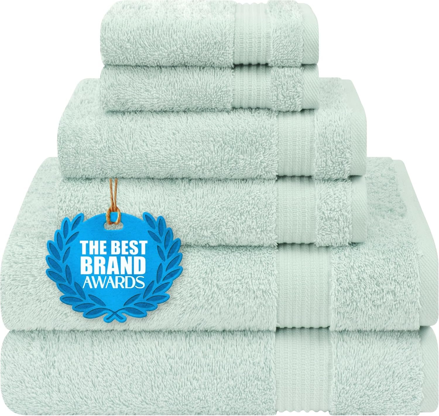 Cotton Paradise 6 Piece Towel Set, 100% Cotton Soft Absorbent Turkish Towels for Bathroom, 2 Bath Towels 2 Hand Towels 2 Washcloths, Mint Towel Set