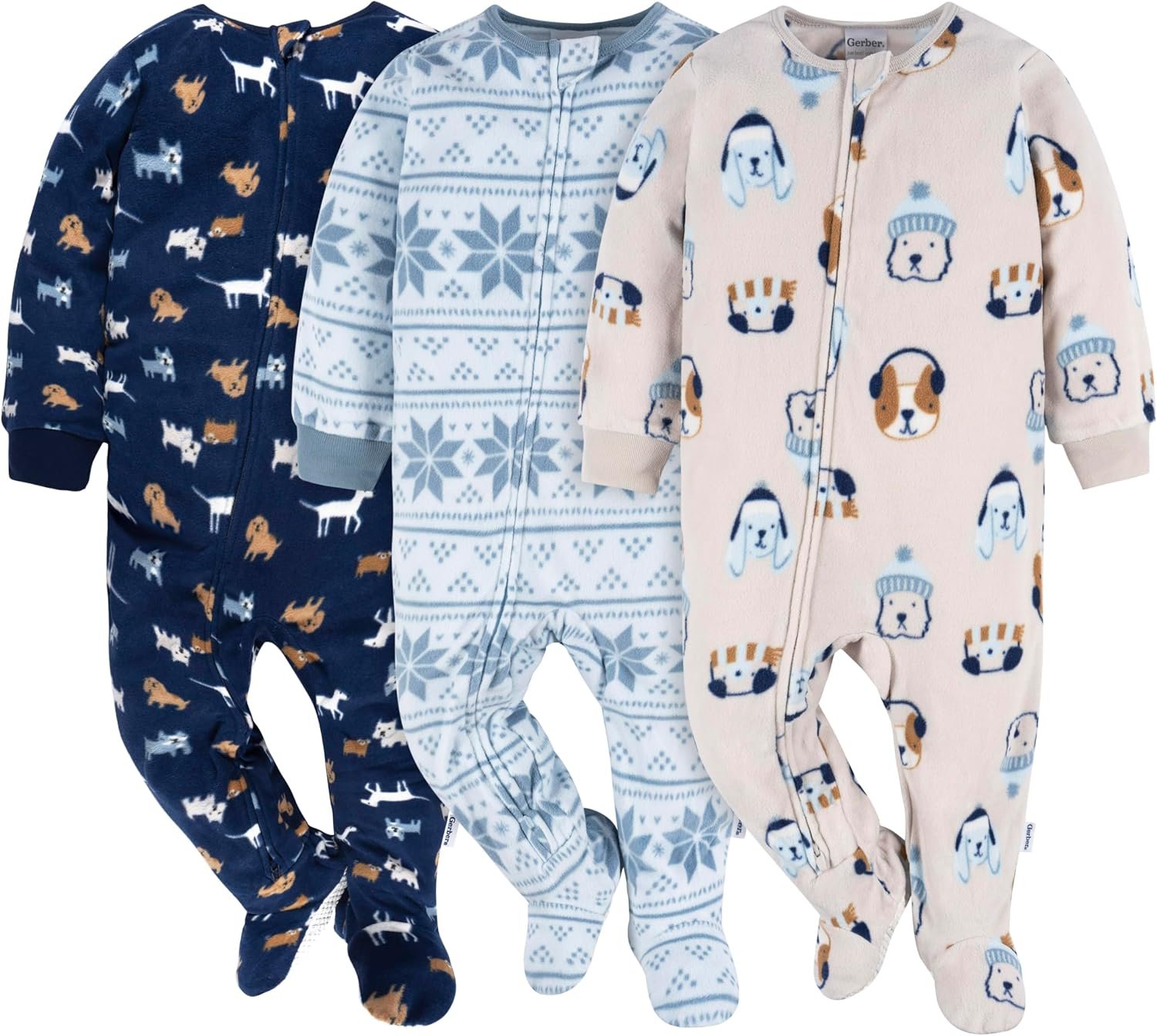 Gerber Baby Boys 3-Pack Fleece Footed Pajamas