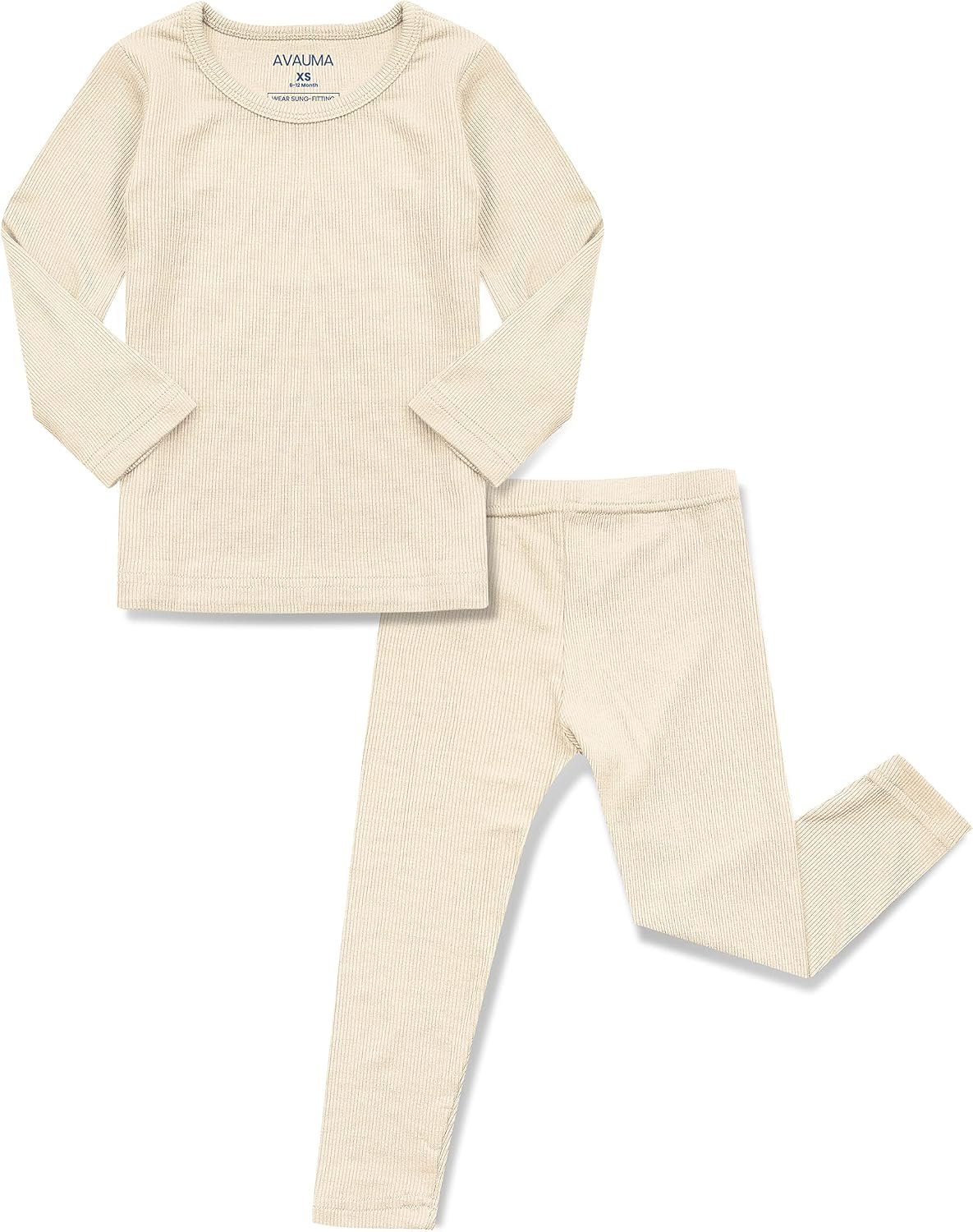 AVAUMA Baby Boys Girls Pajama Set Kids Toddler Snug fit Ribbed Sleepwear pjs for Daily Life Style