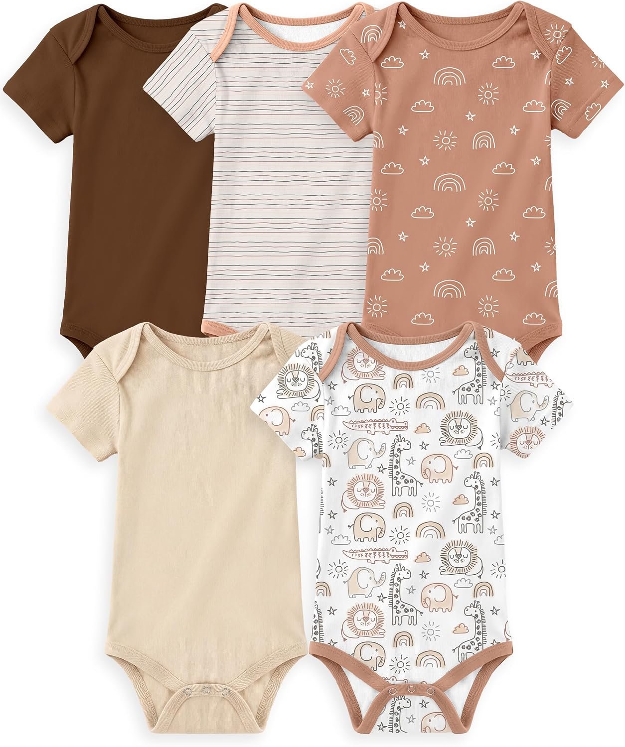 Yoofoss Baby Bodysuits 100% Organic Cotton Baby Short Sleeve Baby Boys Girls Clothes Soft Newborn Infant Romper,5 Pack