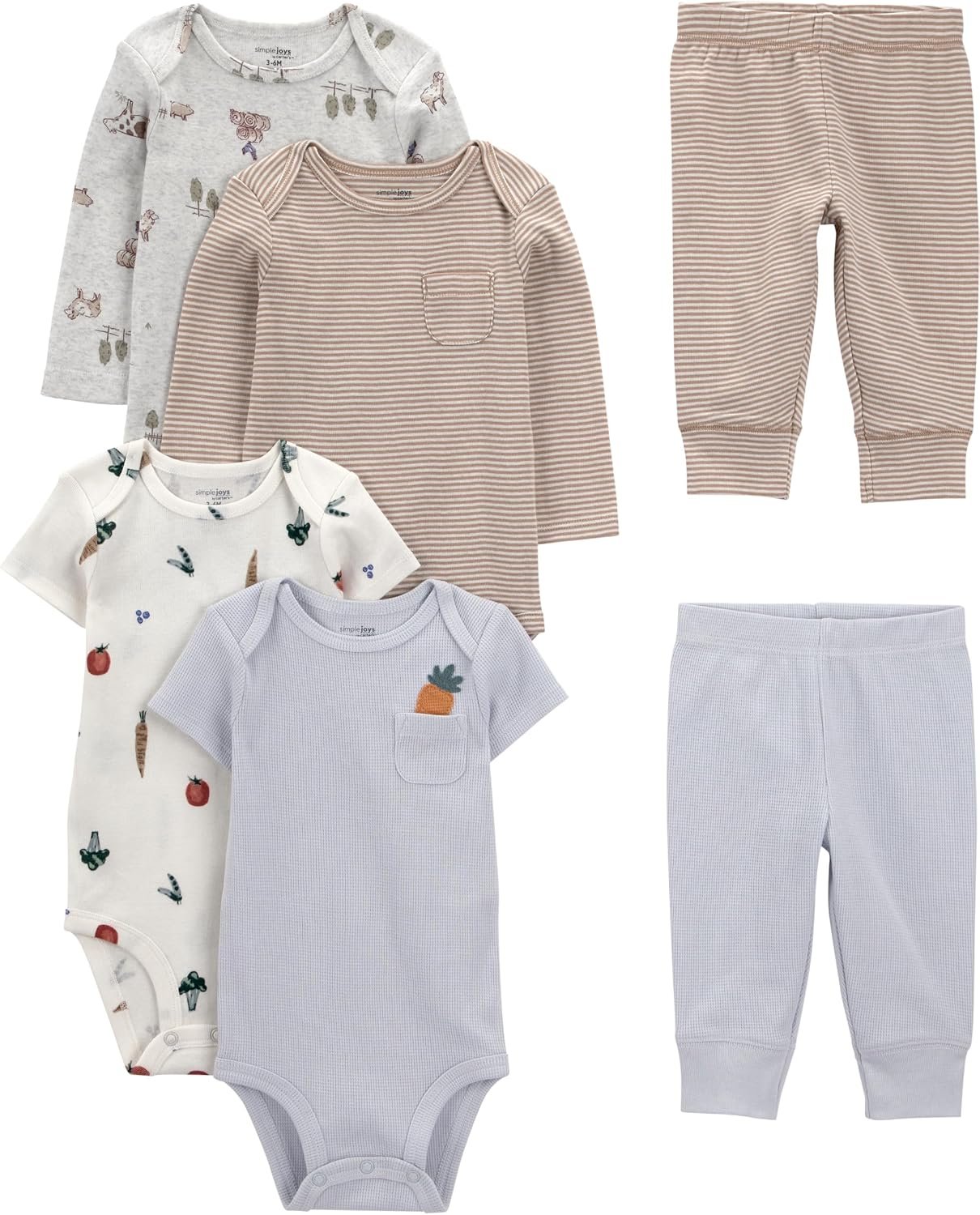 Simple Joys by Carter’s Baby 6-piece Bodysuits (Short and Long Sleeve) and Pants Set