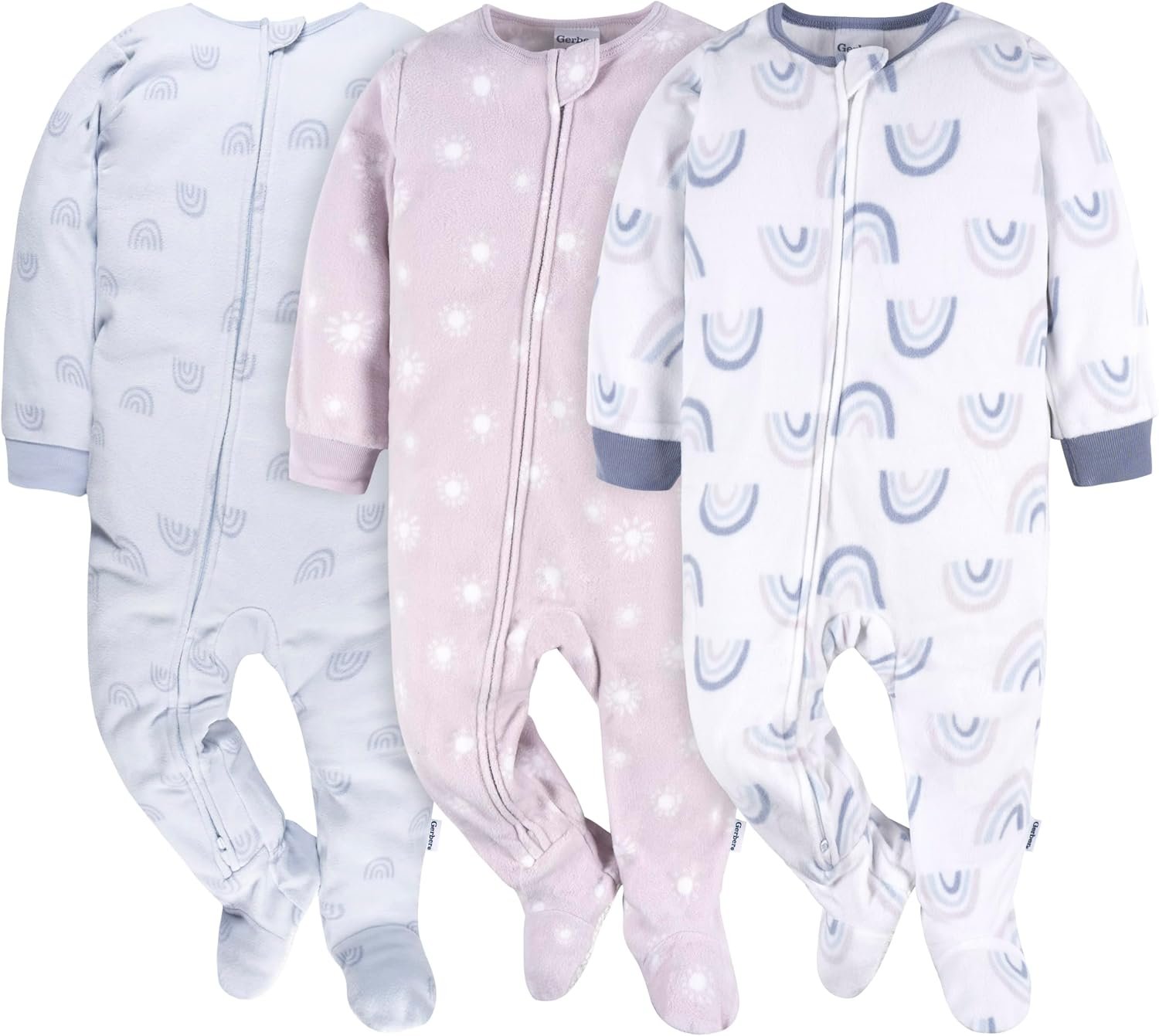 Gerber Baby Girls’ Toddler Fleece Footed Pajamas 3-pack