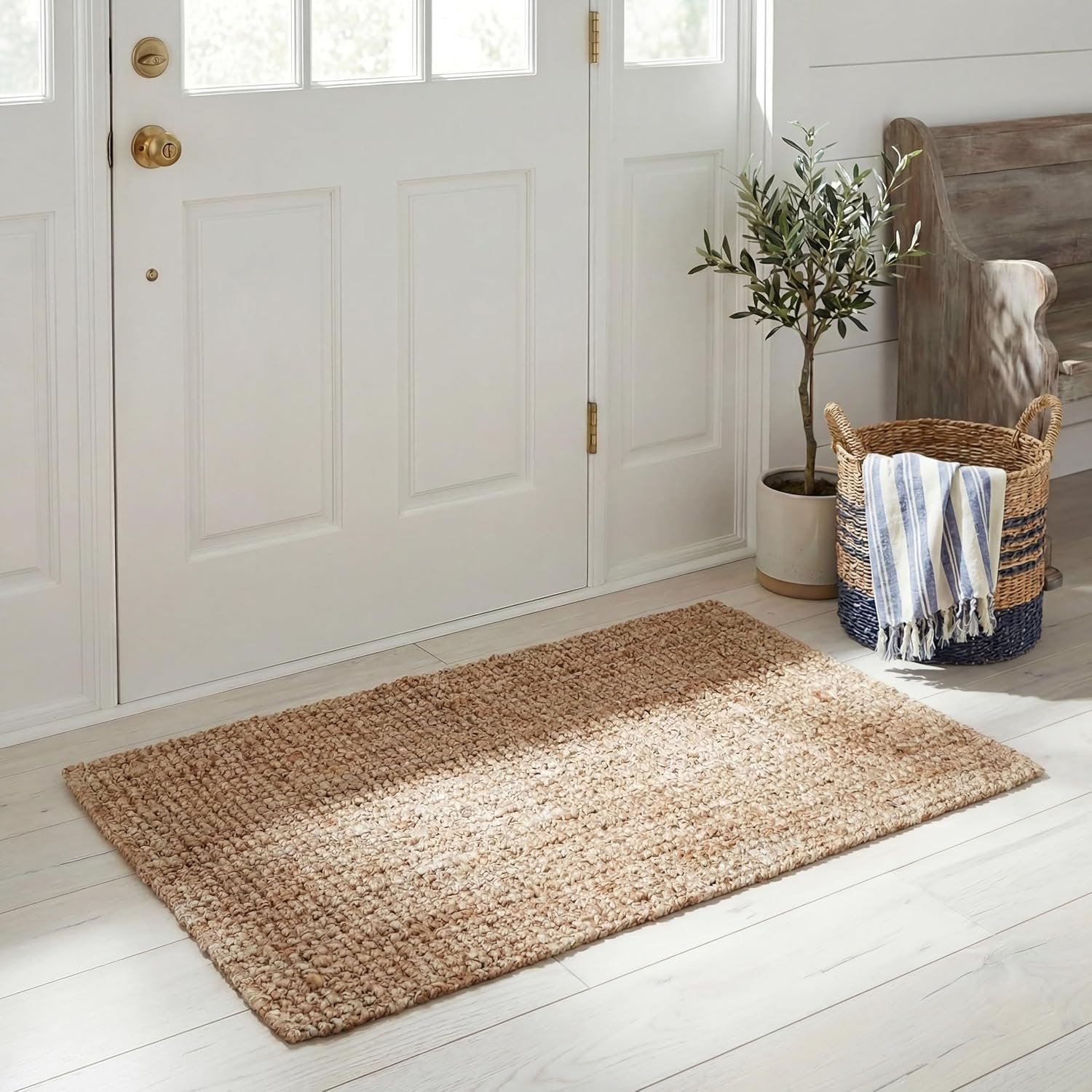 SAFAVIEH Natural Fiber Accent Rug 2×4, Jute Knotted Natural NF447A