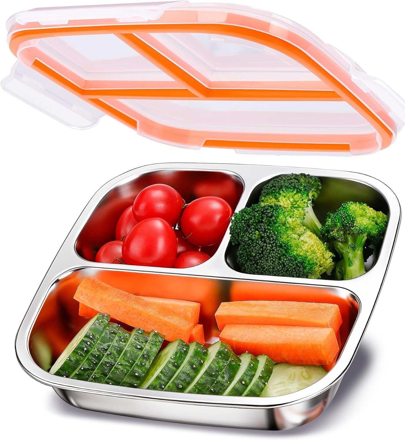 Stainless Steel Snack Container & Kids Lunch Box, 20 oz, 3 Compartments