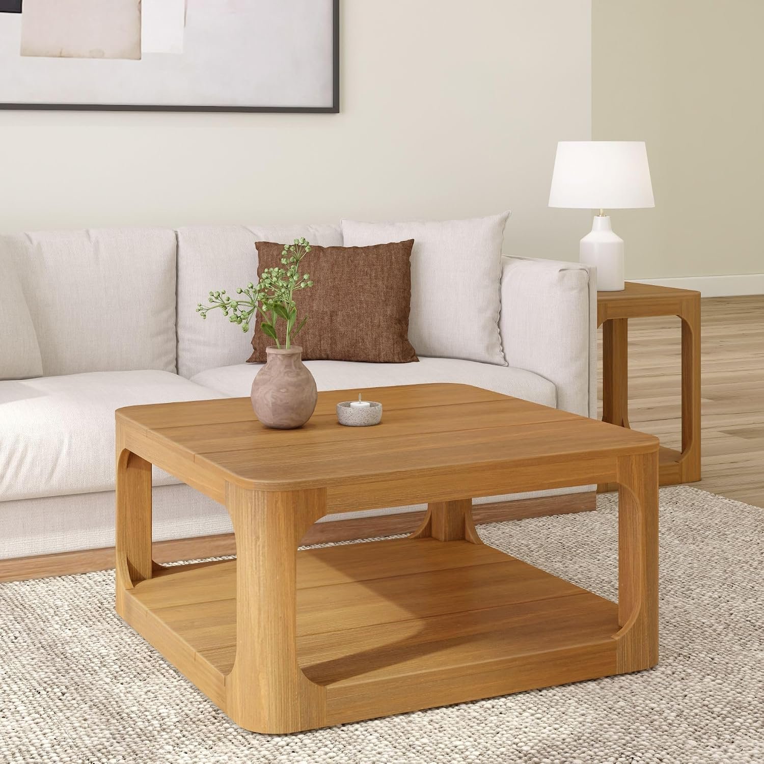 Plank+Beam Forma Coffee Table, 36 Inch, Square, Pecan
