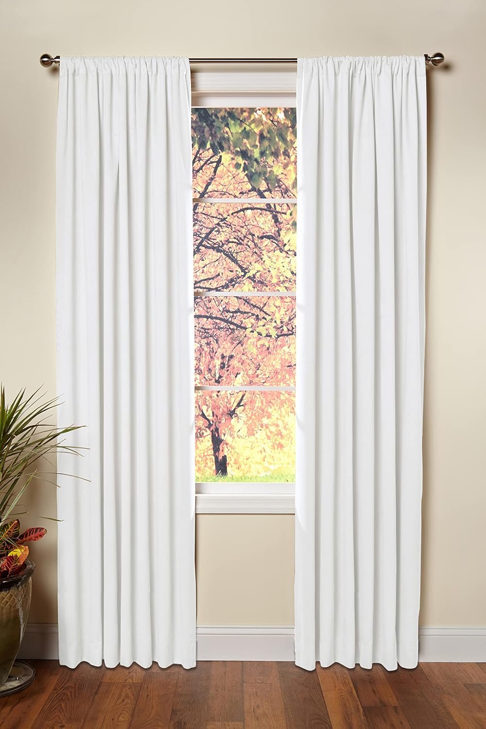 COTTON CRAFT White Curtains – 2 Window Panels with Tie Backs -84 In Length
