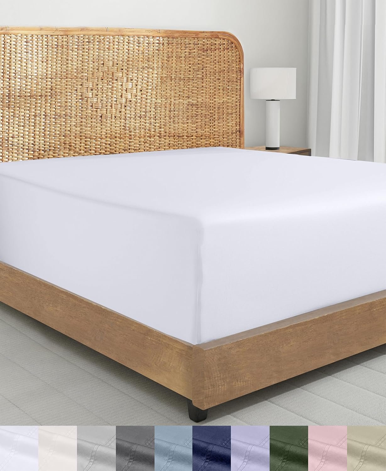 California Design Den 100% Organic Cotton King Fitted Sheet, Bright White