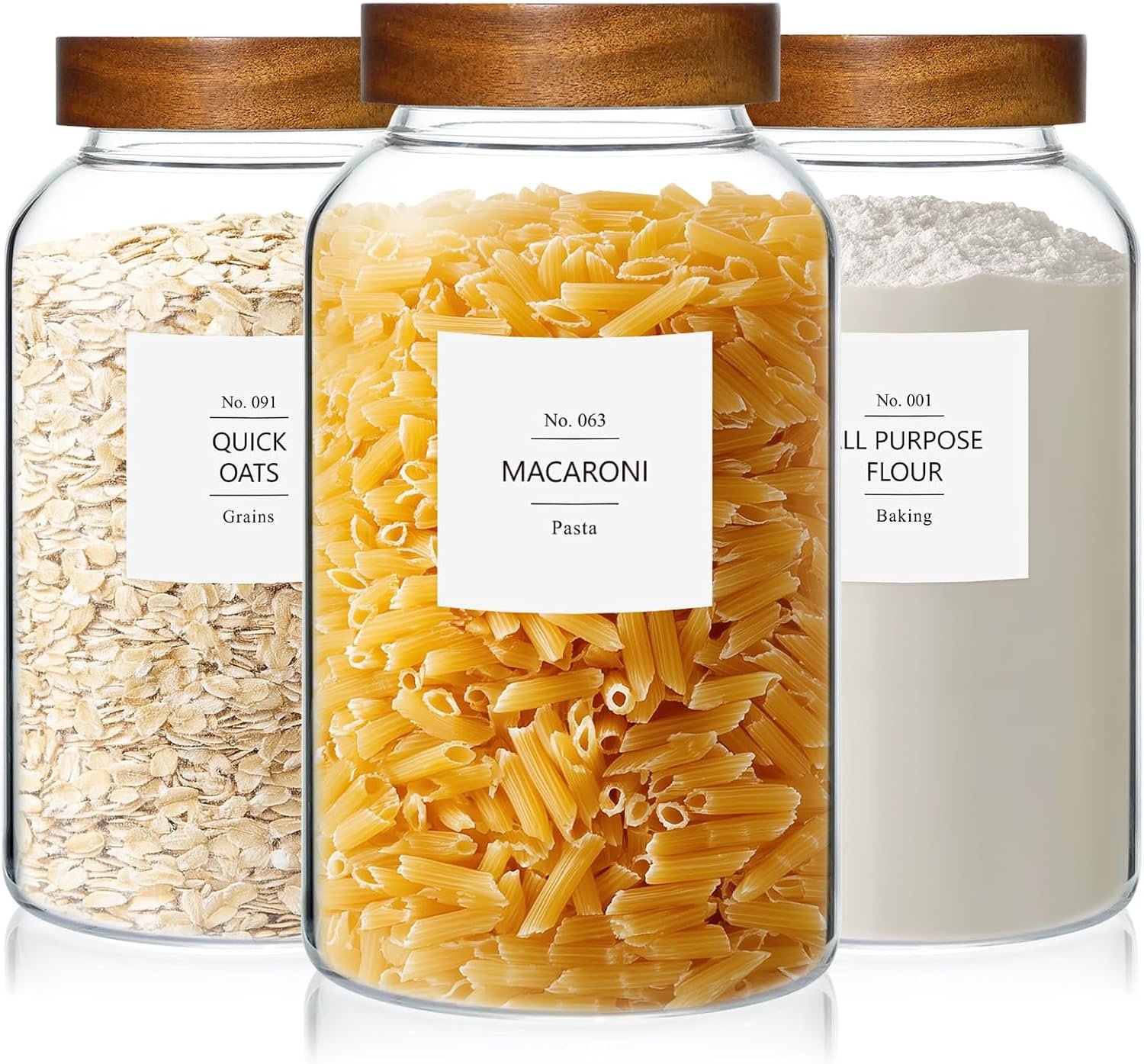 KEYWING 88oz Glass Jars w/Acacia Lids for Flour & Sugar Storage Containers