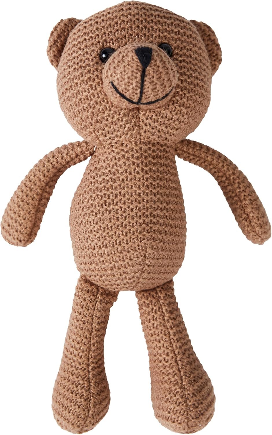 Teddy Bear, Cute, Knitted, 10″ Stuffed Animal, Cotton Plush, Vintage, Brown, Unisex, 0+