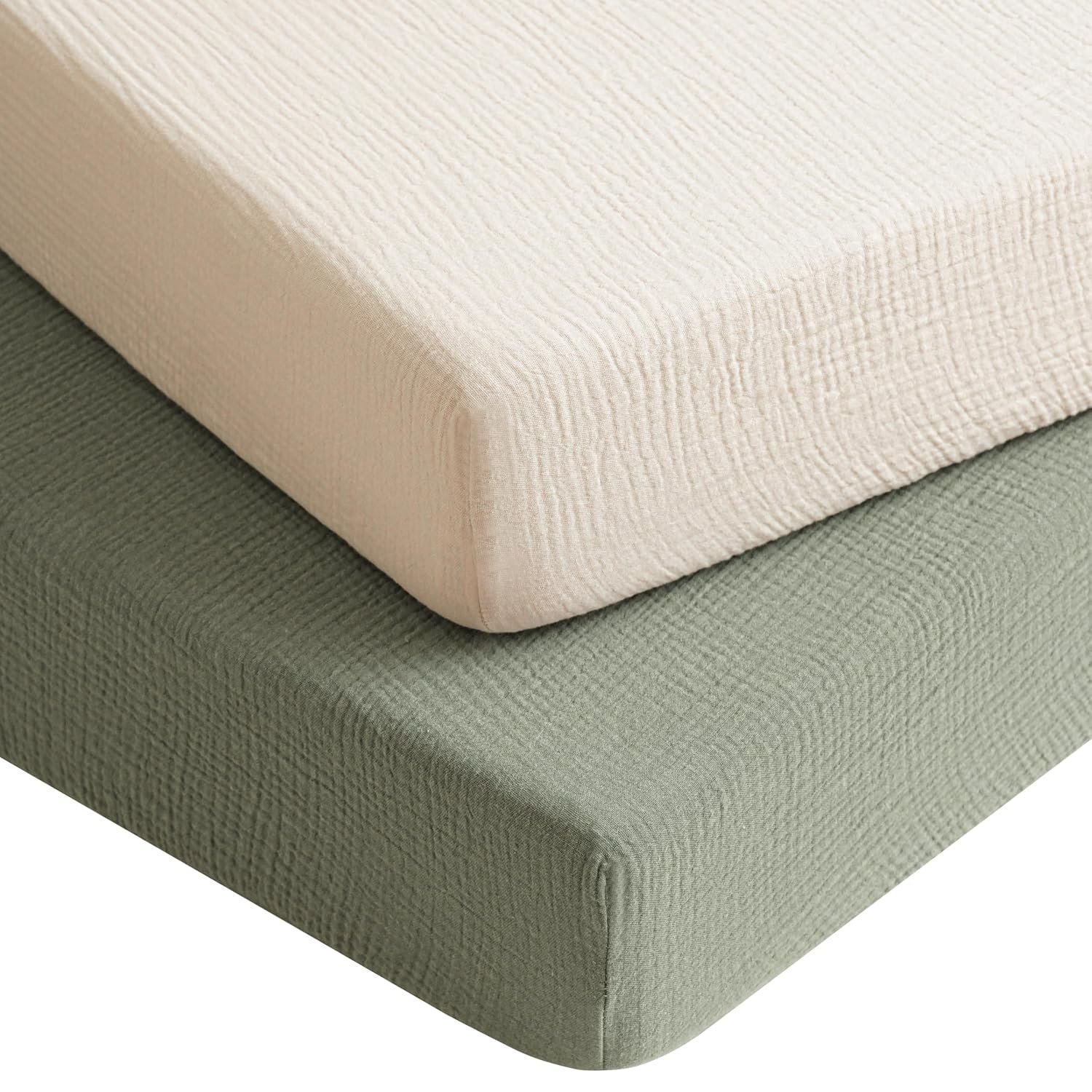 Konssy 2 Pack Muslin Crib Sheets for Baby Boys & Girls, 52″ x 28″
