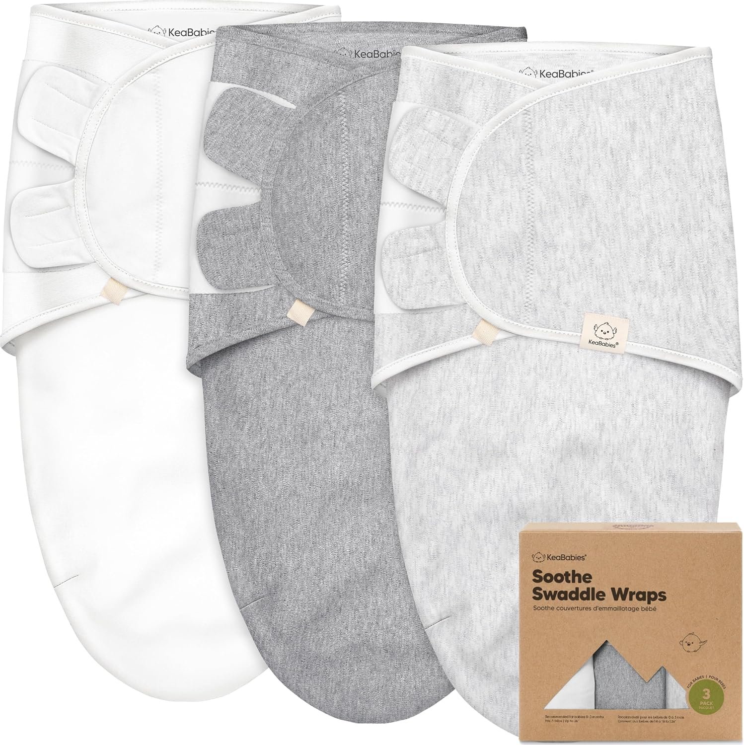 KeaBabies 3-Pack Organic Baby Swaddles for Newborns, Infant (0-6M)