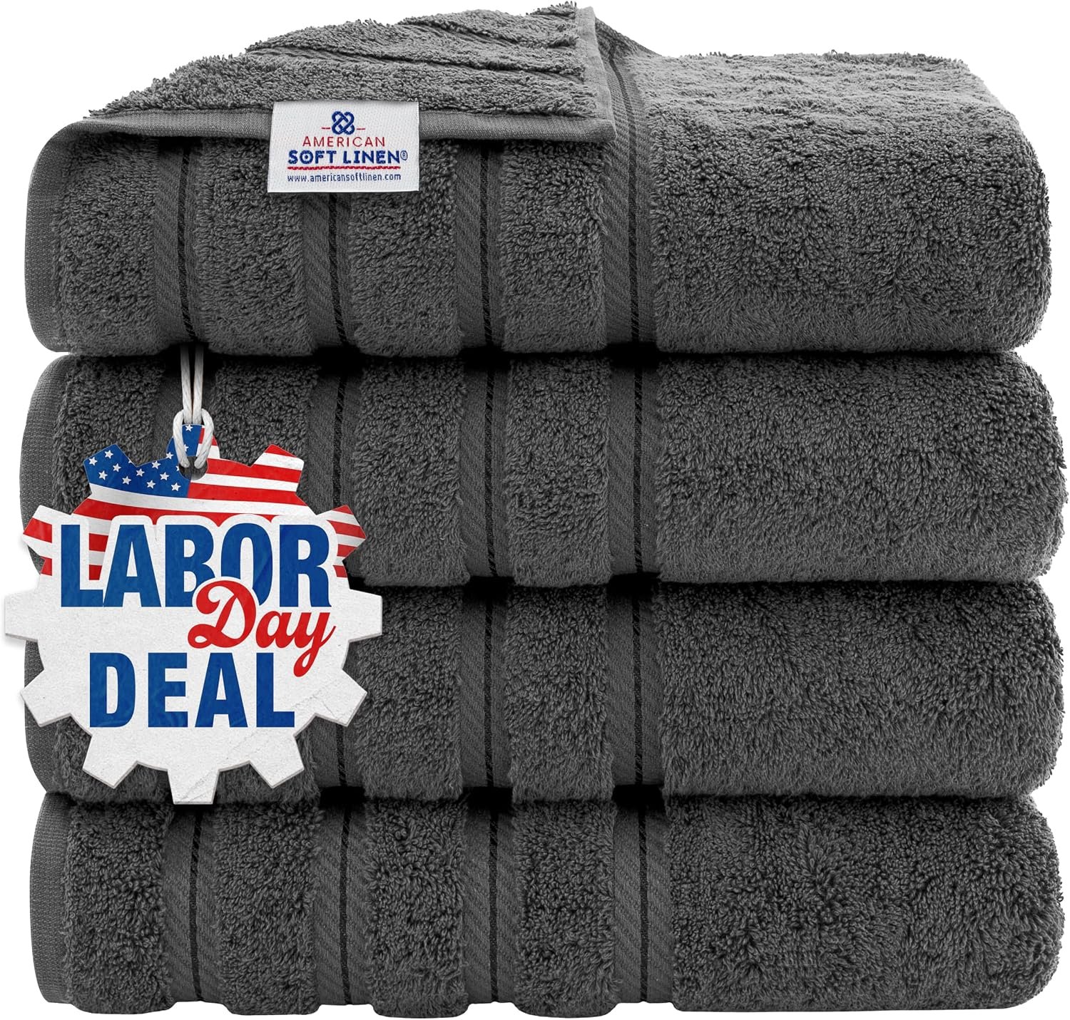 American Soft Linen 100% Cotton Luxury Turkish Towels, 4 PC Bath Towel Set
