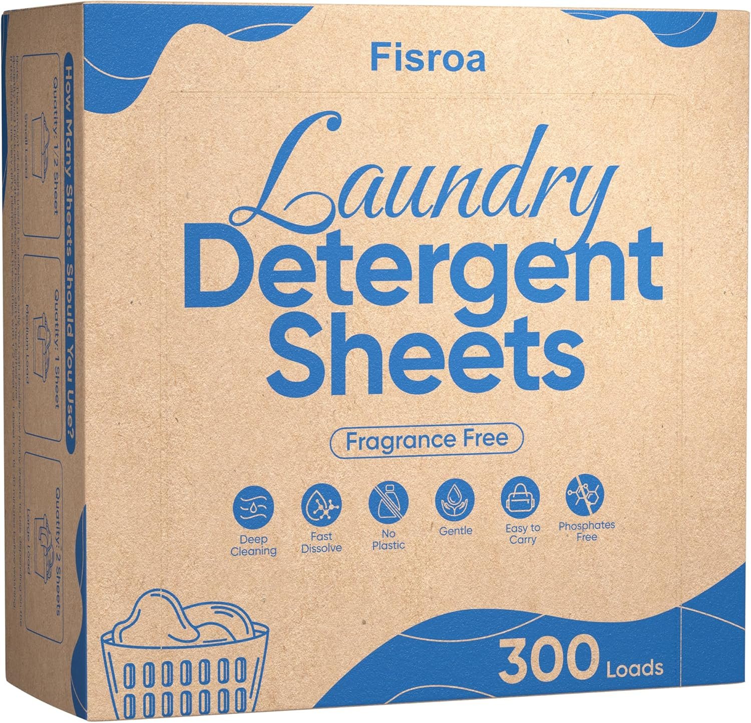 Laundry Detergent Sheets 300 Loads Travel Washer Strips, Unscented