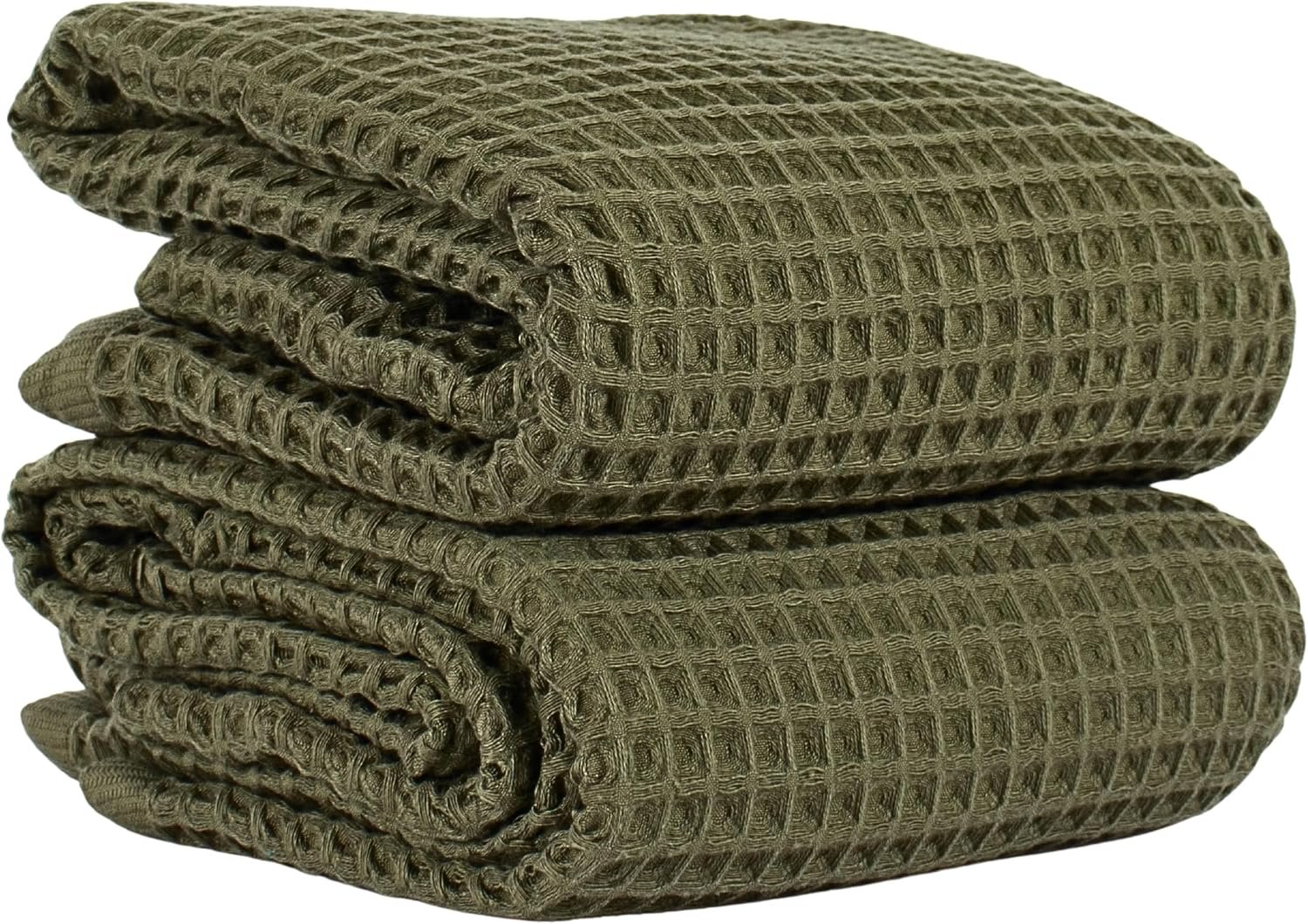 PÜSKÜL Natural 100% Turkish Cotton Waffle Bath Towels Set of 2, Extra-Large