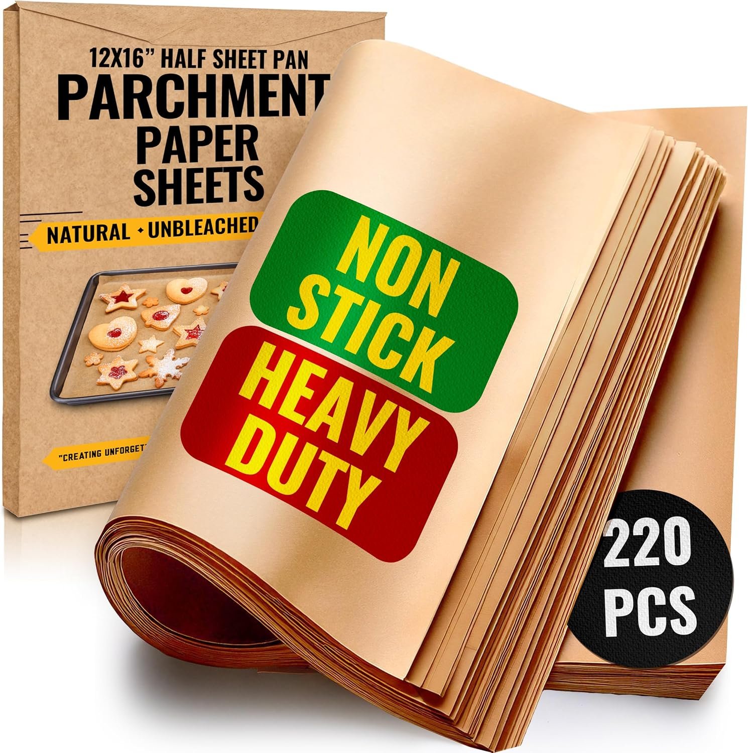 Precut Parchment Paper Sheets 12×16″, 220 Pcs for Half Sheet Pans