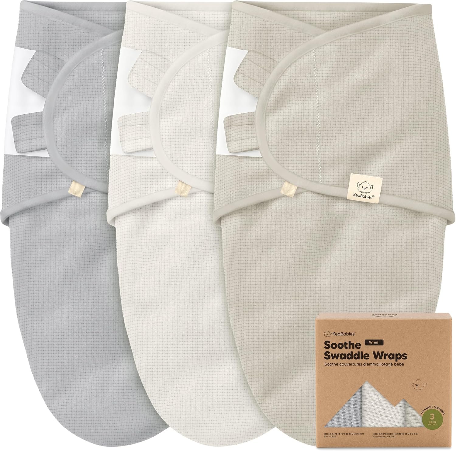 3-Pack Organic Swaddles for Newborns, Baby Swaddles 0-3 Months (Granite)