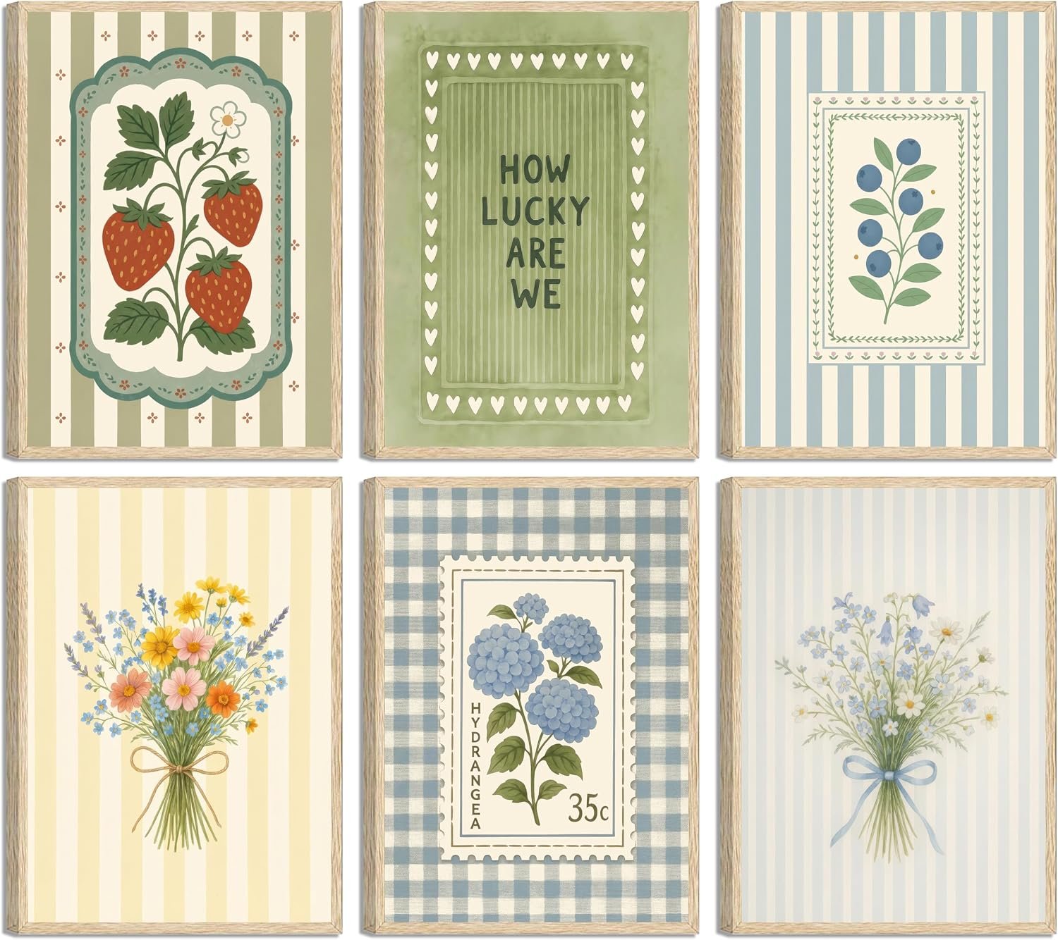 6Pcs Vintage Floral Poster Wall Art Cottagecore Botanical Painting Picture Wall Decor Vintage Botanical Posters Print Artwork for Girls’ Room Bedroom Livingroom Home Decoration Unframed