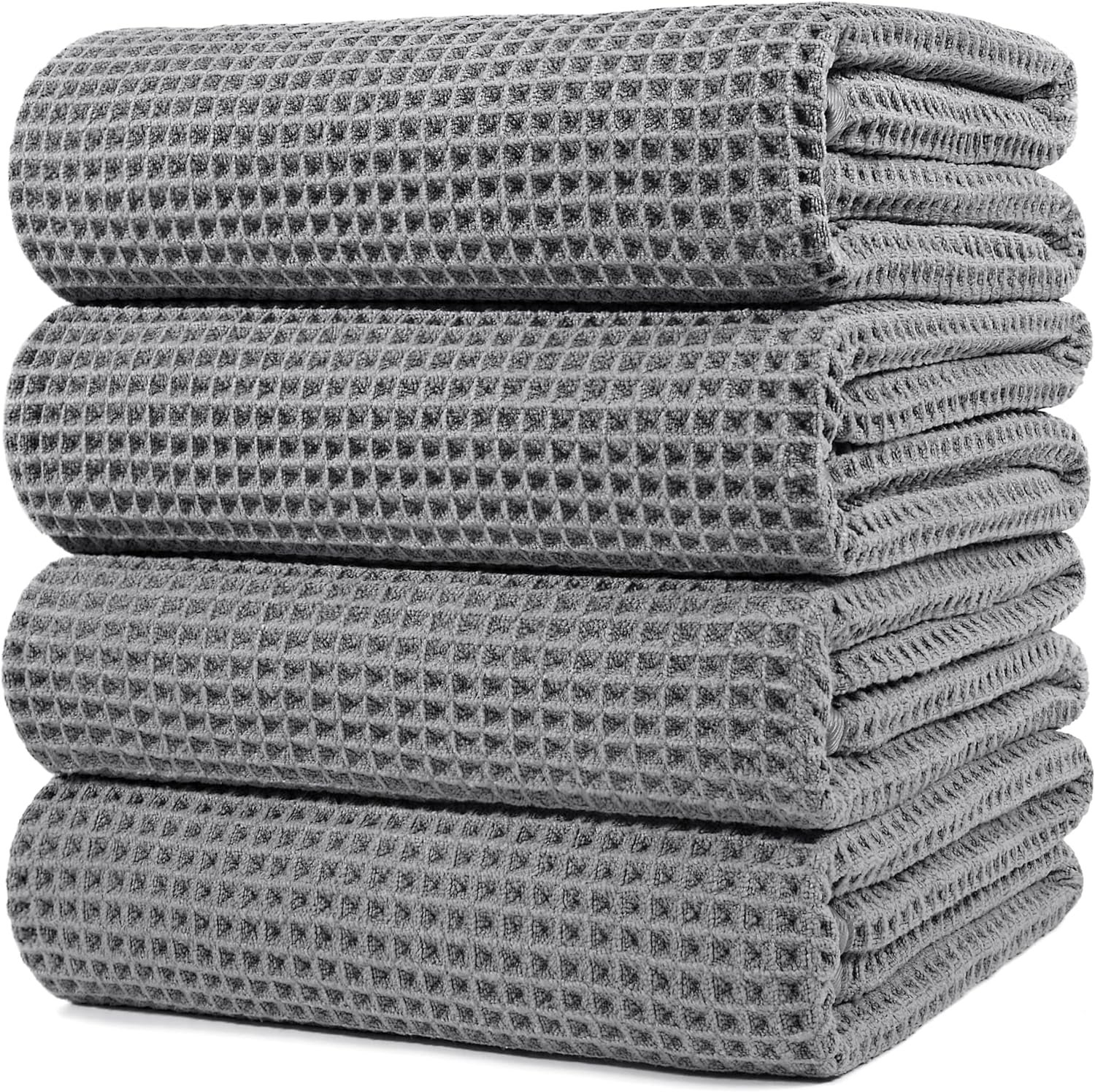 POLYTE 430 GSM Poly Blend Microfiber Quick Dry Waffle Bath Towel, 30×60 in