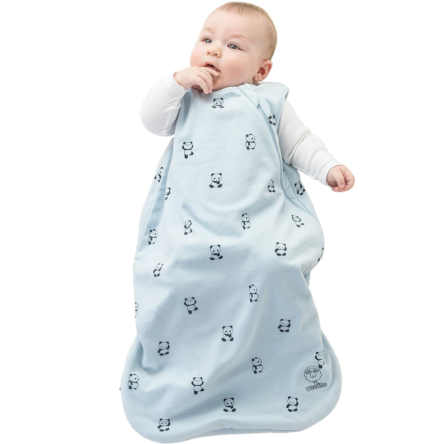Woolino Merino Wool and Organic Cotton Baby Sleep Bag – 4 Season Classic Sleep Sack – Two-Way Zipper Sleeping Bag for Toddler – 18-36 Months – Panda