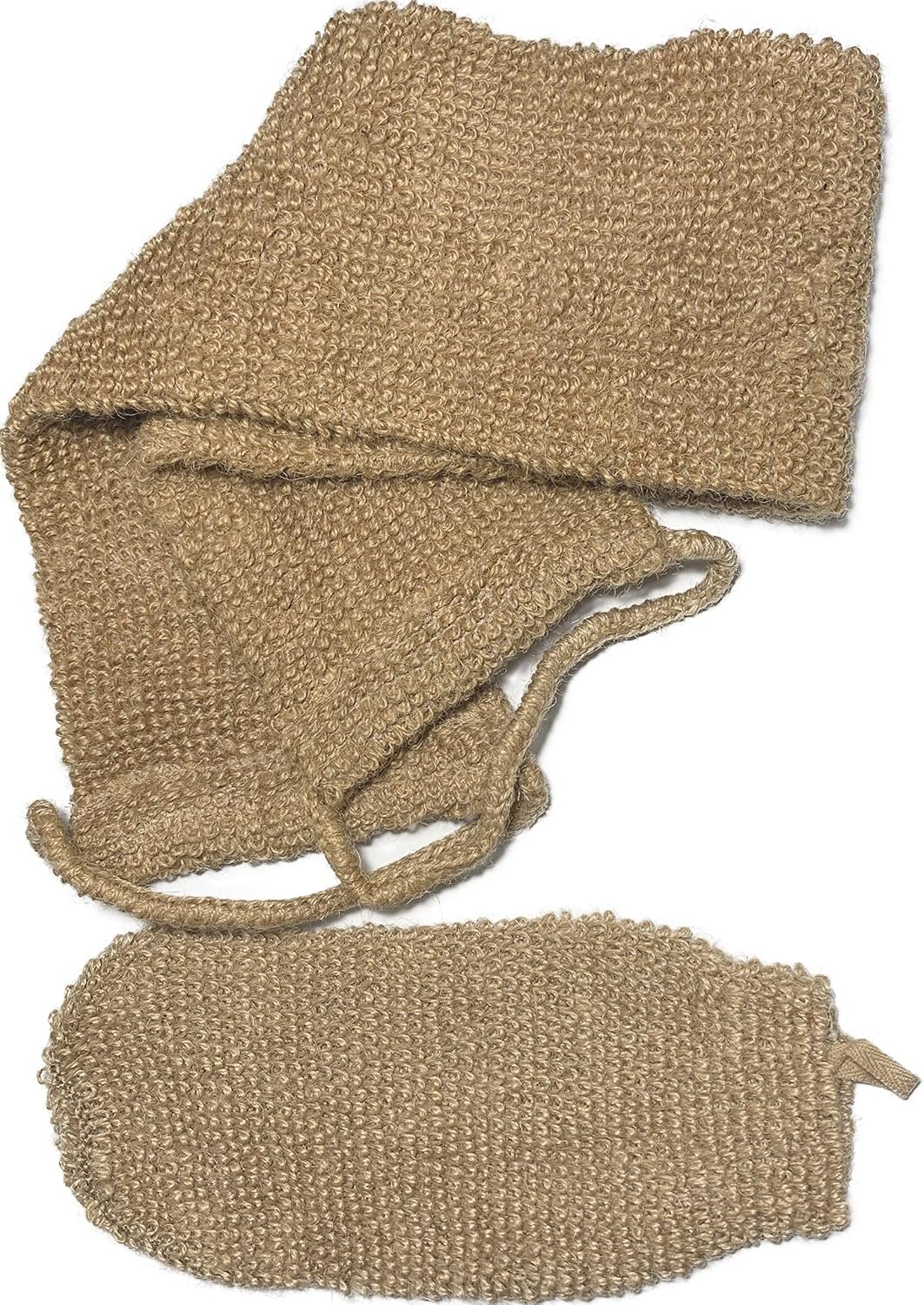 2 pcs/Set Large Natural Exfoliating Hemp Back Scrubber for Shower for Men and Women – Rub Glove Mitt Mitten – Deep Clean & Invigorate Your Skin – Machine Wash and Dry – Double Sided Available
