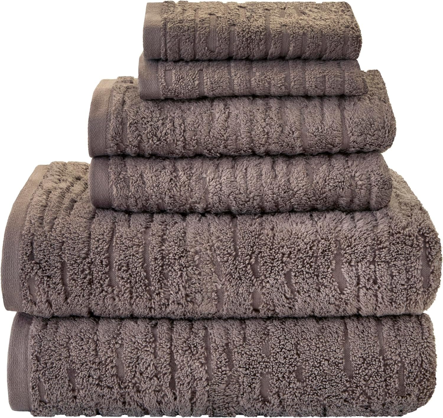 SKL Home CloudSoft Bath Towel Set, 6-Piece, 100% Cotton Luxury, Mink Brown