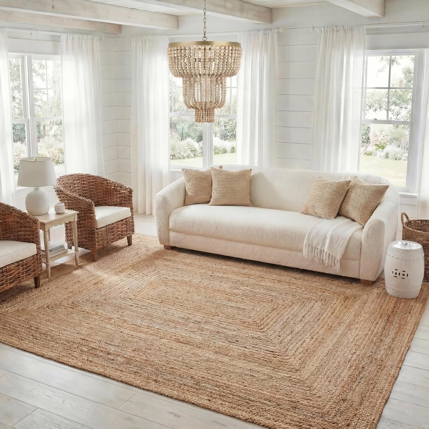 SAFAVIEH Area Rug 6×9 – Cape Cod Collection – Natural Brown, Handmade Braided Flat Weave Jute (CAP252A)