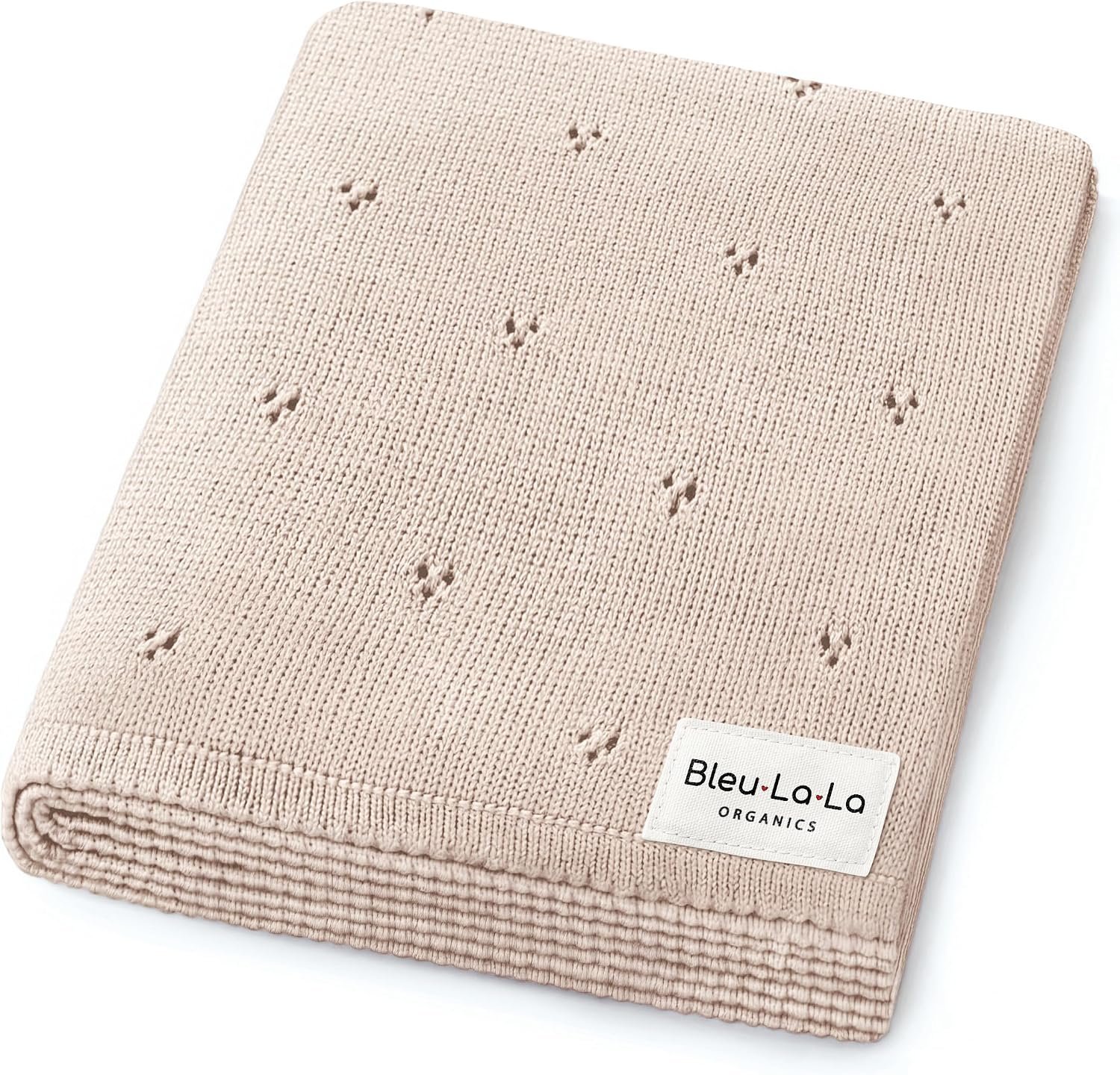 100% Luxury Organic Cotton Pointelle Knit Baby Quilt Blanket – Refined Lightweight Heirloom Nursery Essential (Pointelle – Oatmeal)