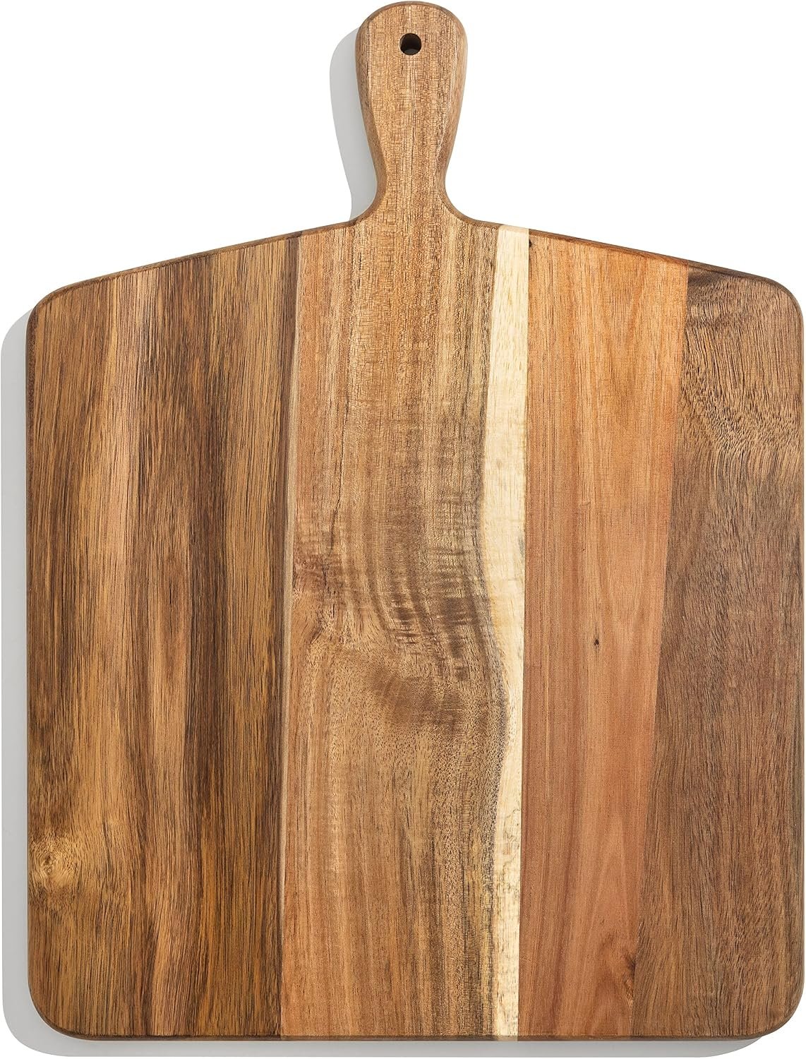 Acacia Wood Cutting Board and Chopping Board with Handle for Meat, Cheese Board, Vegetables, Bread, and Charcuterie – Decorative Wooden Serving Board for Kitchen and Dining Room, Large 17″ x 13″