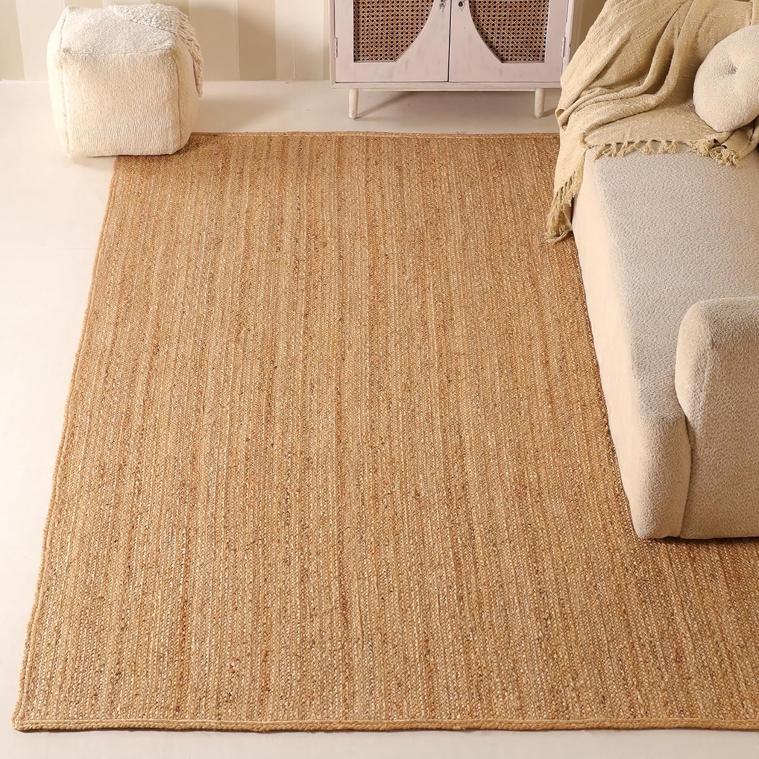 Handwoven Natural Jute Area Rug 6×9 ft – Rustic Farmhouse Rugs