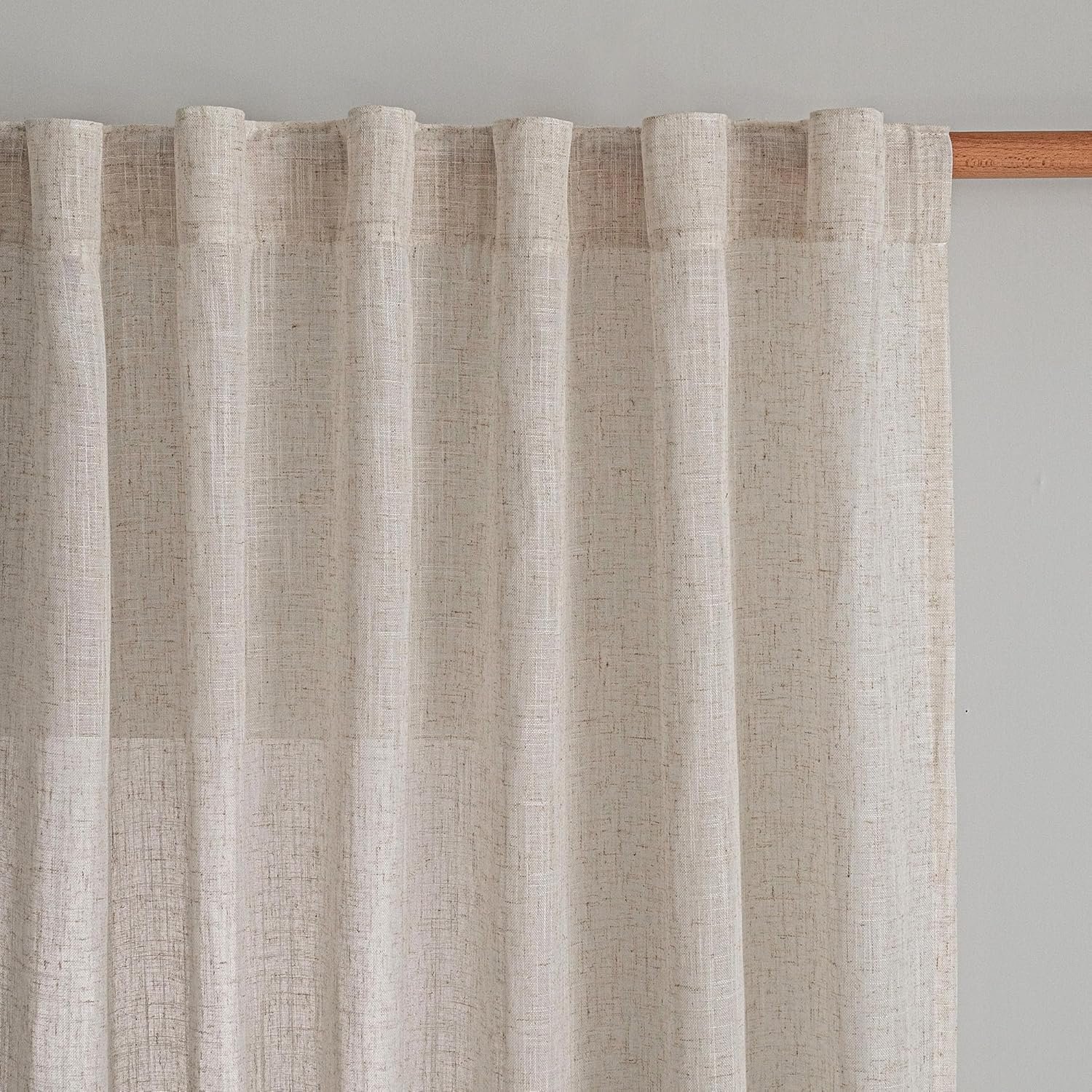 MYSKY HOME Natural Linen Curtains for Living Room, Semi Sheer Curtains & Drapes 84 inches Length 2 Panels Set Farmhouse Country Style Back Tab Draperies for Sliding Glass Door, 50″ Wide, Linen