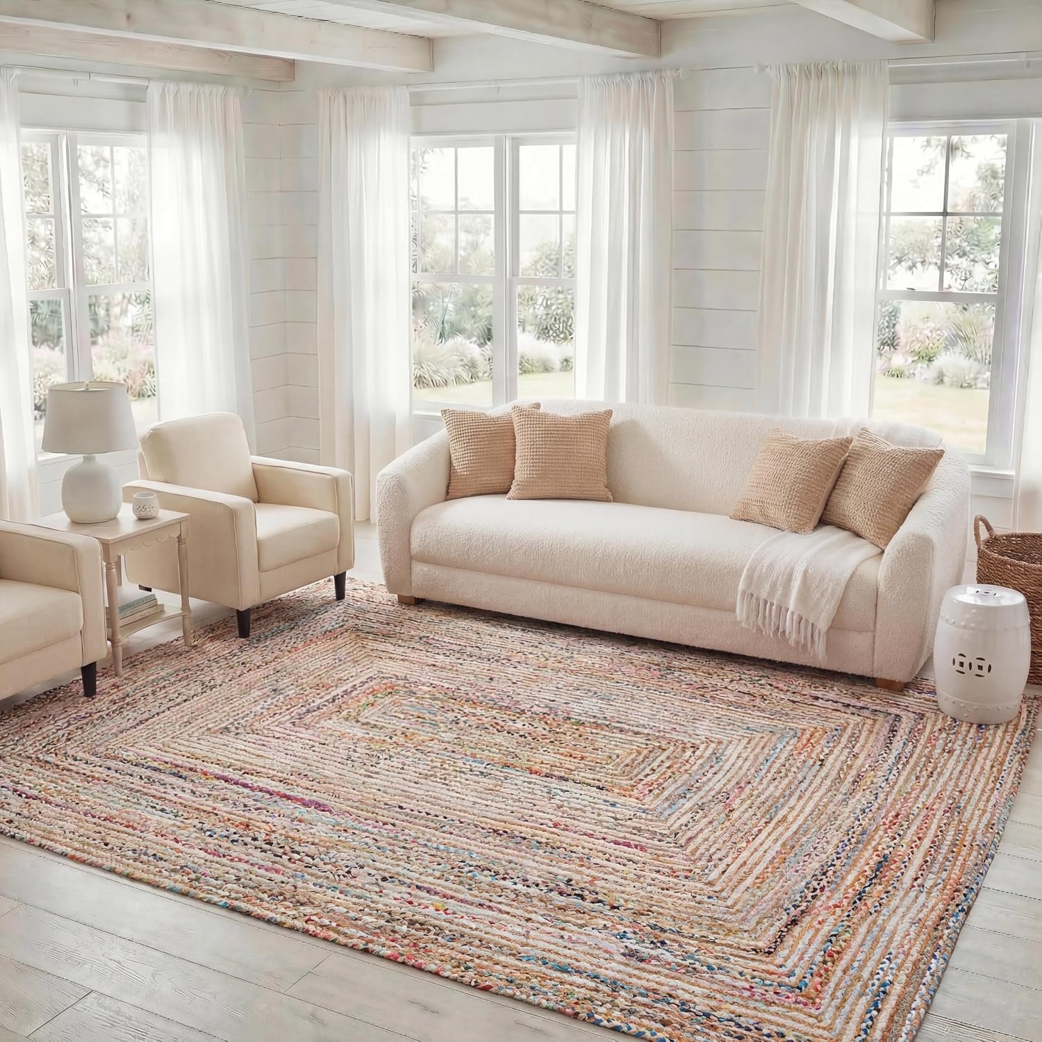 SAFAVIEH Cape Cod Area Rug 8×10, Jute Textured Large Beige & Multi CAP202B