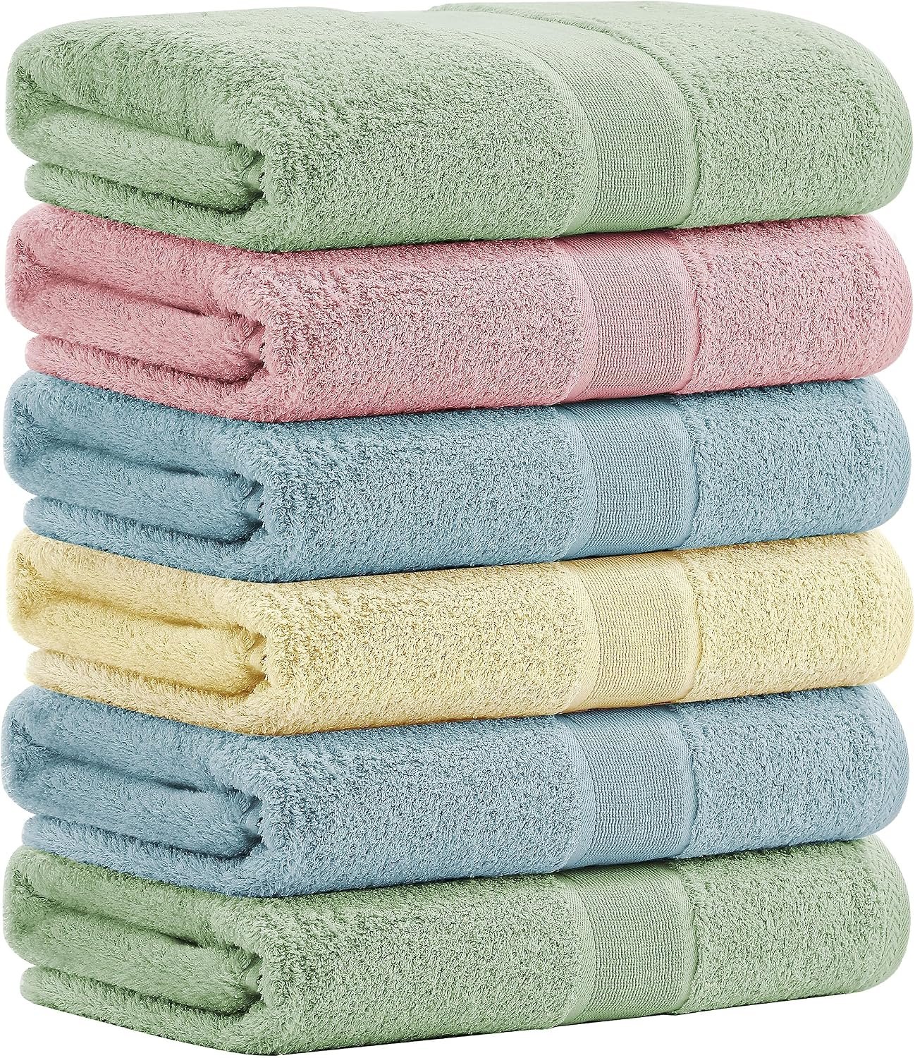 Aibaser Viscose from Bamboo and Cotton Bath Towels Set of 6-27×54 Inch Ultra Soft, Highly Absorbent Large Shower Towels for Bathroom, Spa & Gym