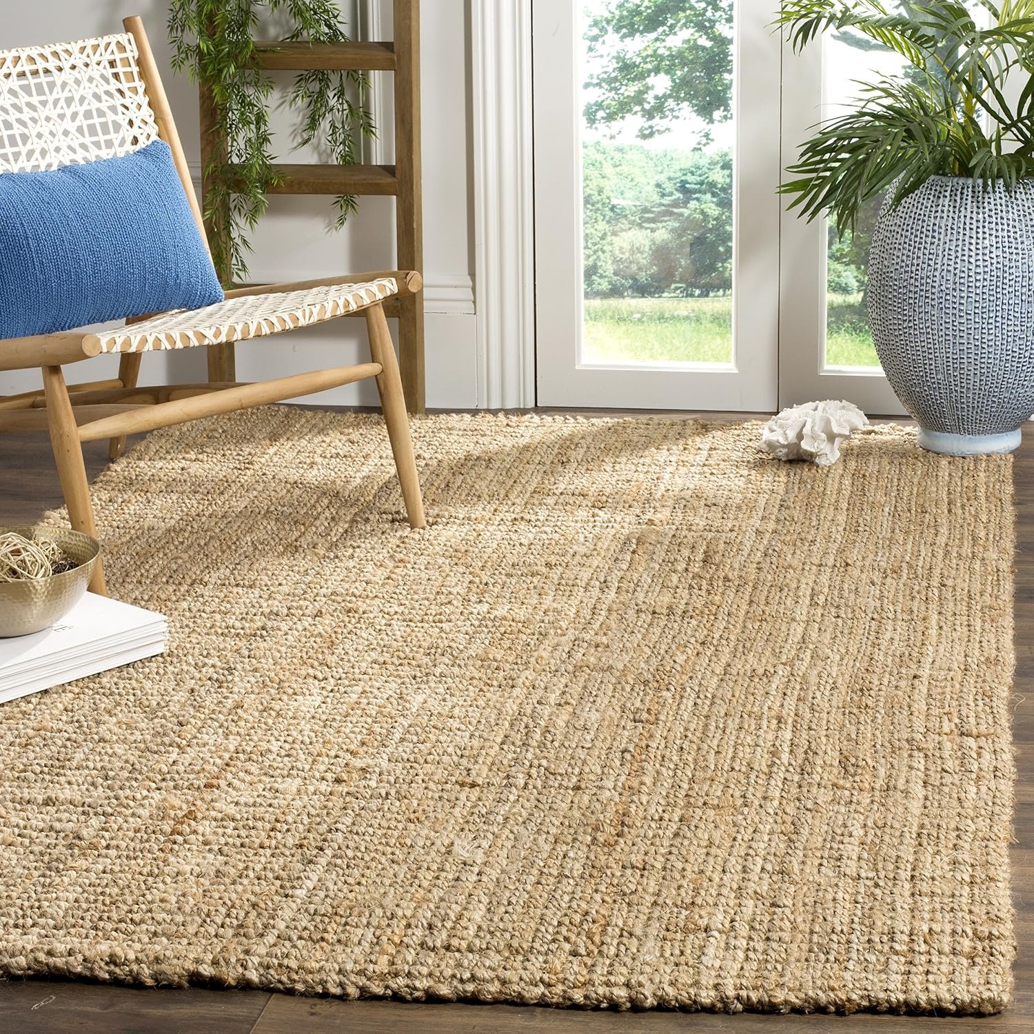 SAFAVIEH Area Rug 3×5 – Natural Fiber Collection – Natural Brown, Handmade Jute & Coir, Farmhouse Style, Chunky Textured Thick Pile (NF747A)
